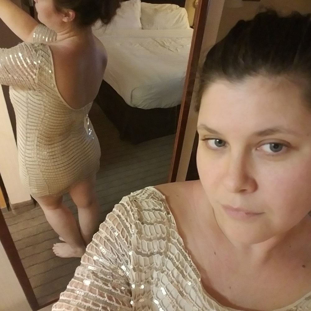 Vintage Y2K Gold Sequin Sparkle Dress size M